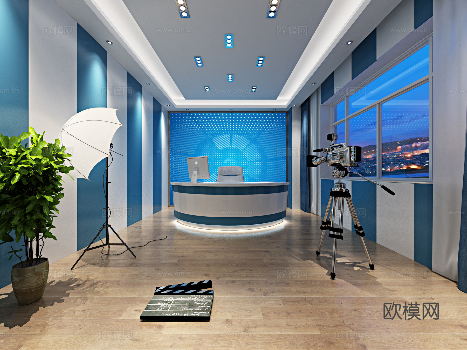 现代录音室  播音室3d模型下载（渲染图1）