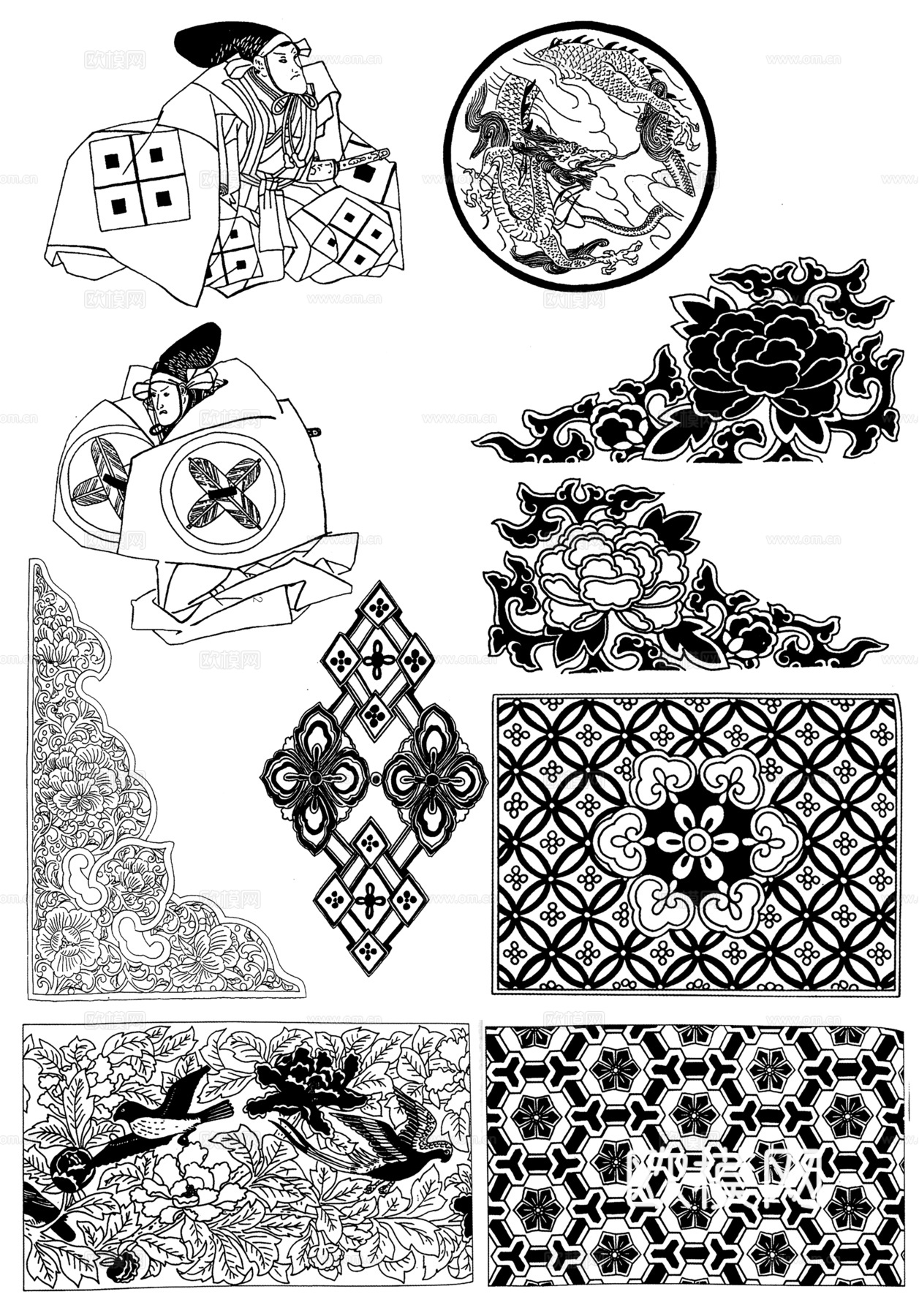 黑白凹凸  装饰花纹  古典花纹