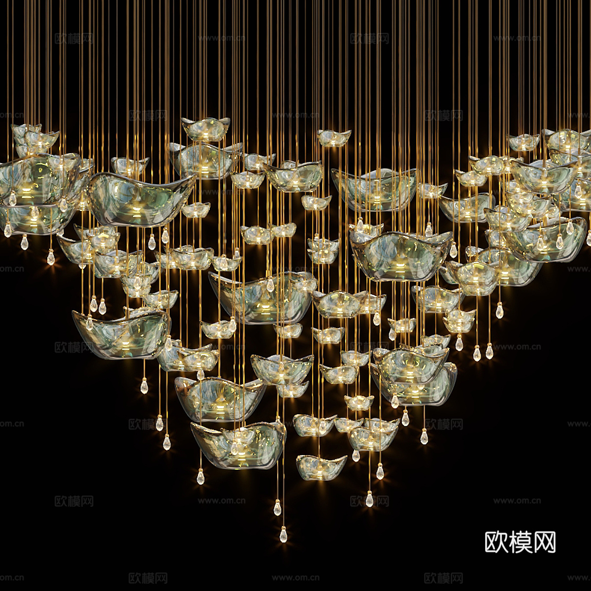 新中式轻奢工艺吊灯 装饰吊灯3d模型