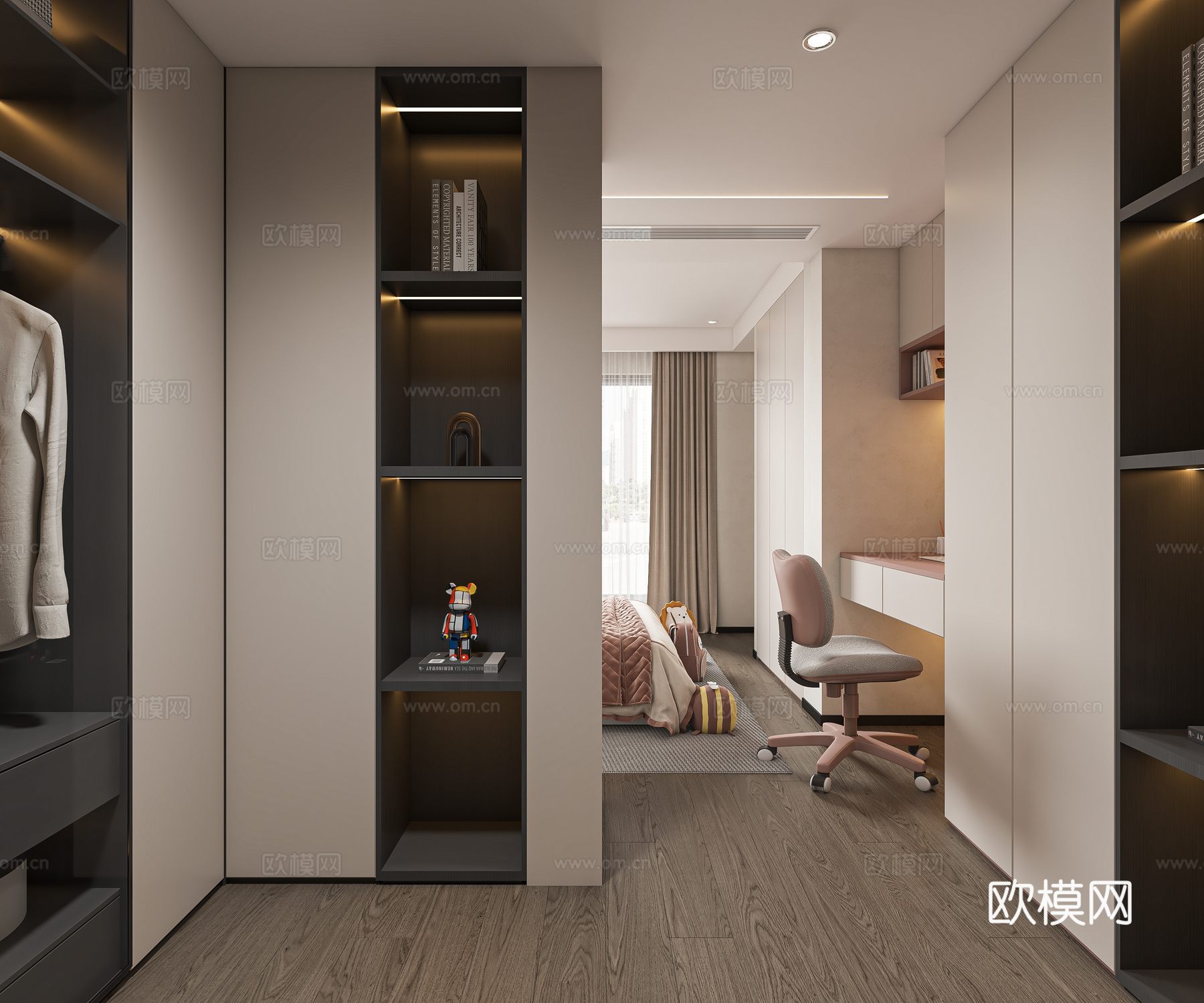 意式轻奢卧室衣帽间3d模型