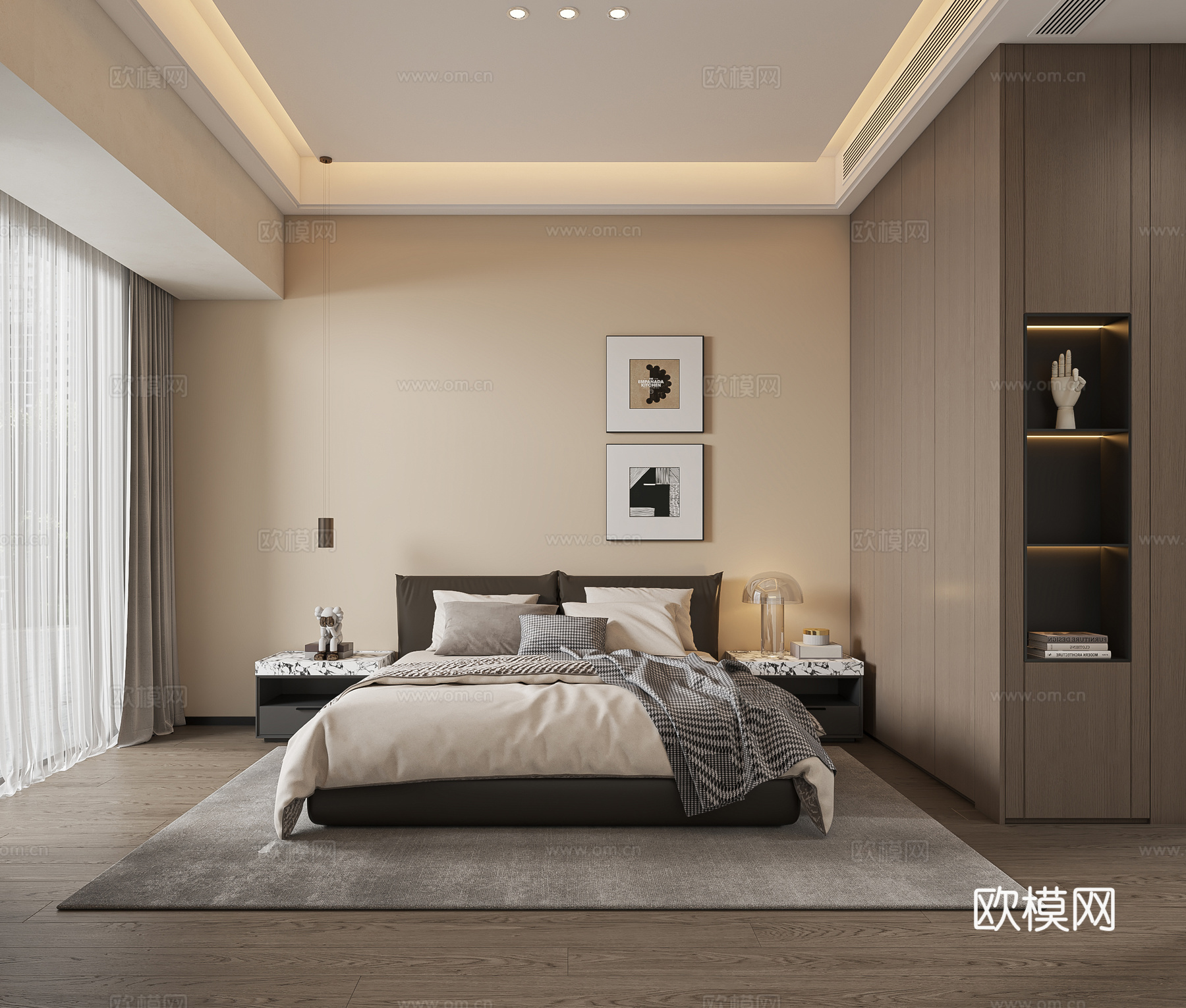 意式轻奢卧室衣帽间3d模型