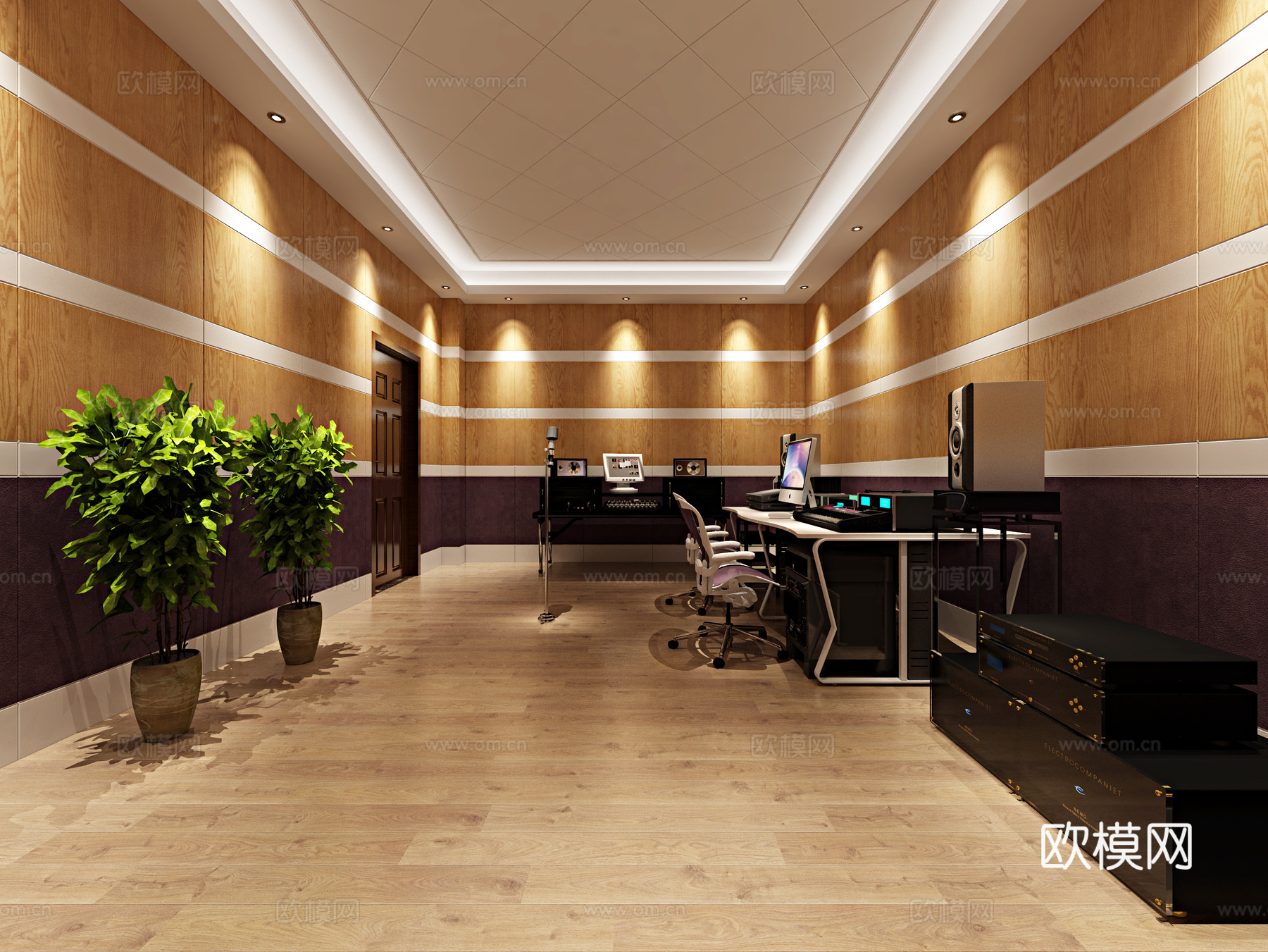 现代录音室  播音室3d模型下载（渲染图2）