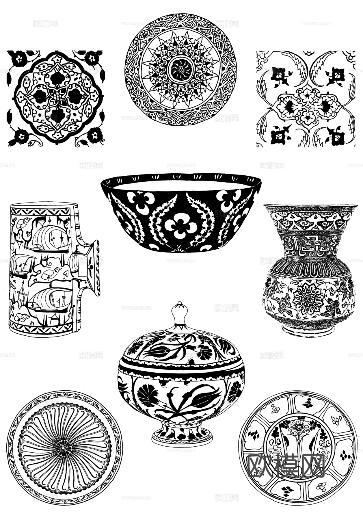 黑白凹凸  装饰花纹  古典花纹下载