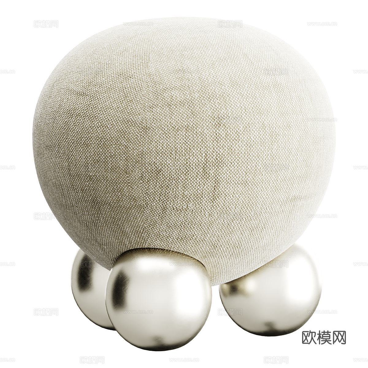现代意式轻奢布艺圆凳3d模型