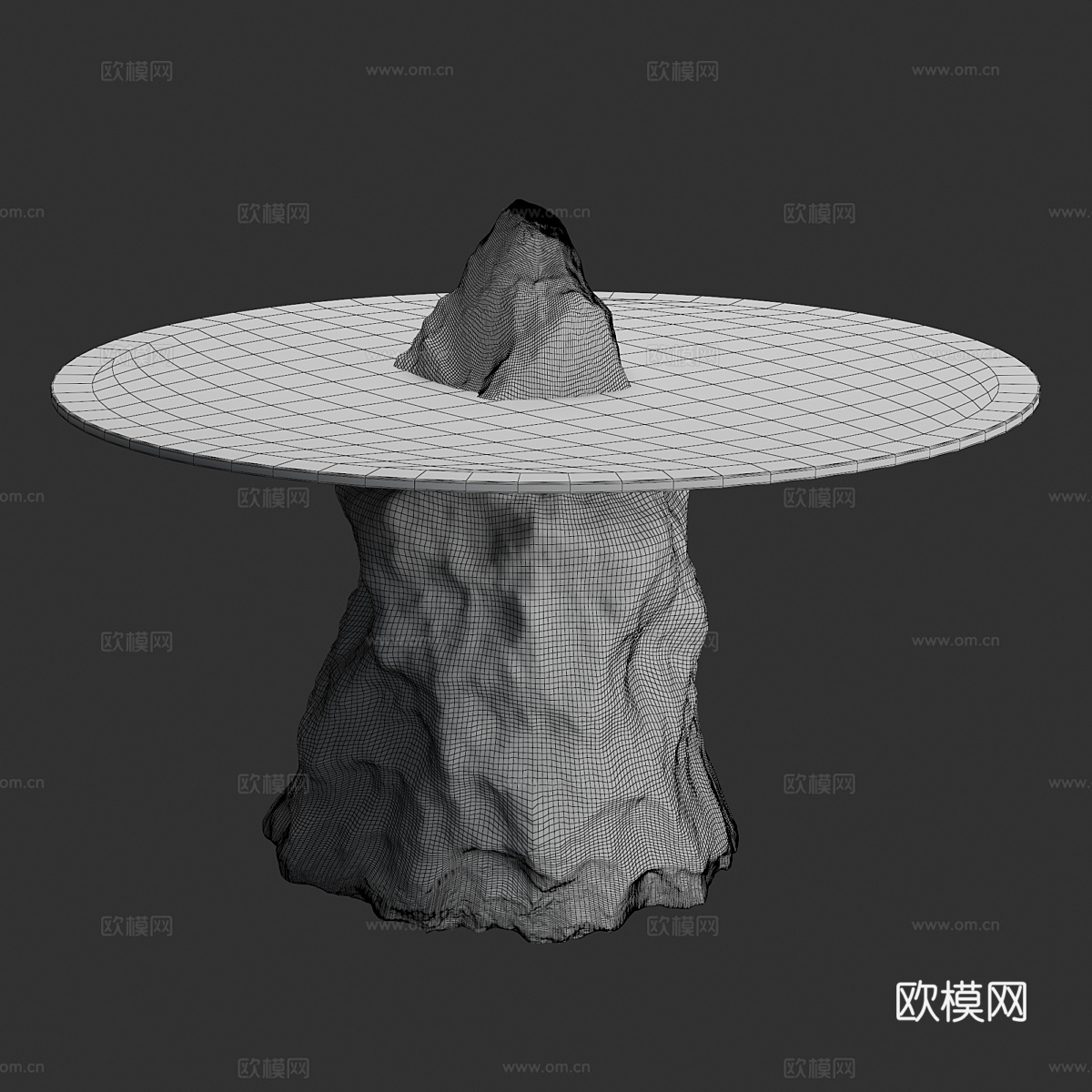 现代意式石头茶几 玻璃茶几3d模型