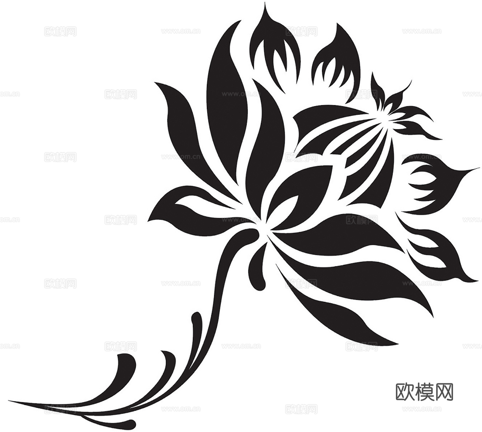 植物花朵黑白凹凸