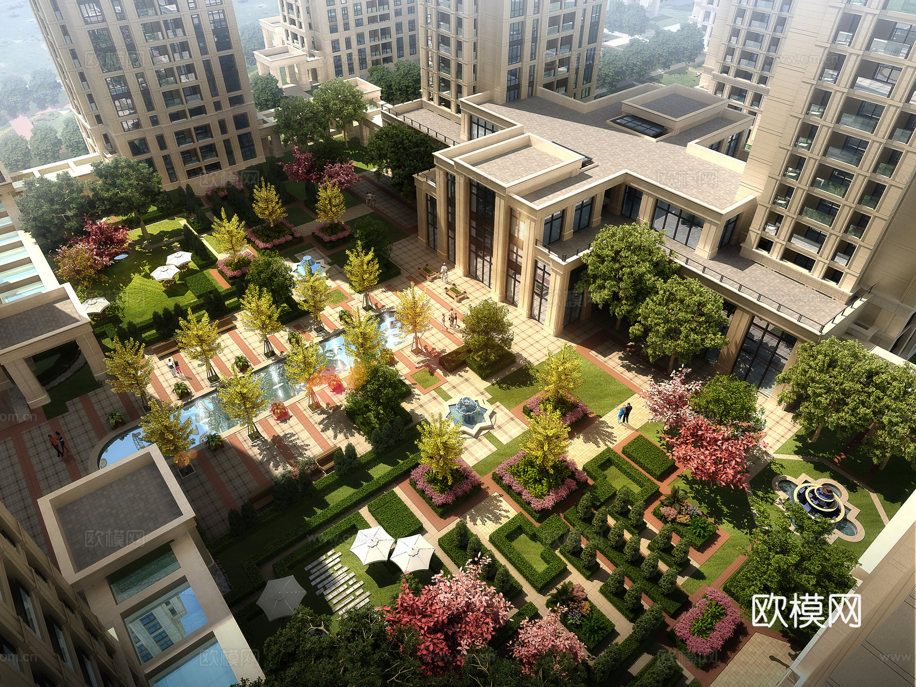 现代商业住宅园林景观3d模型