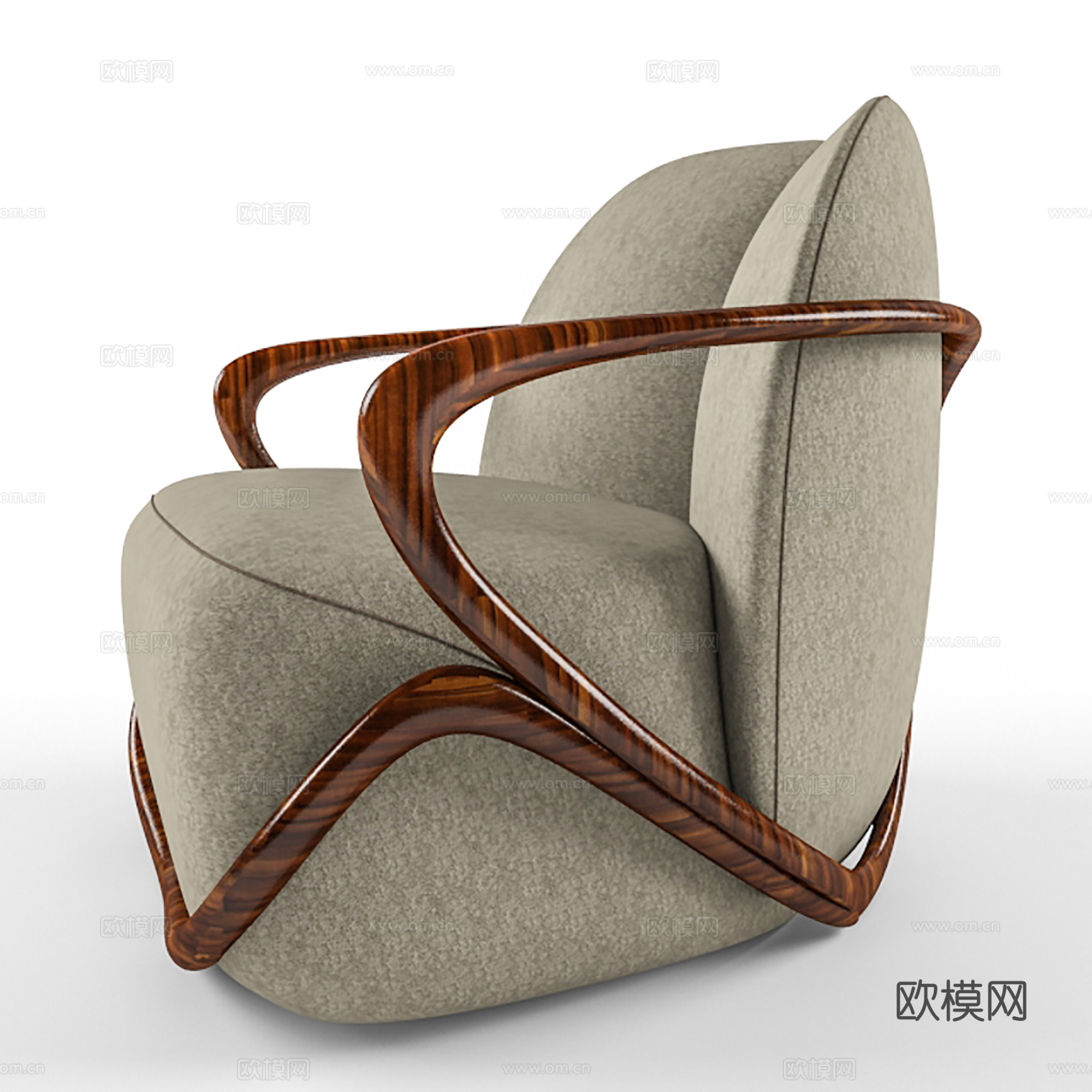 中古风休闲椅 布椅单椅  书椅su模型