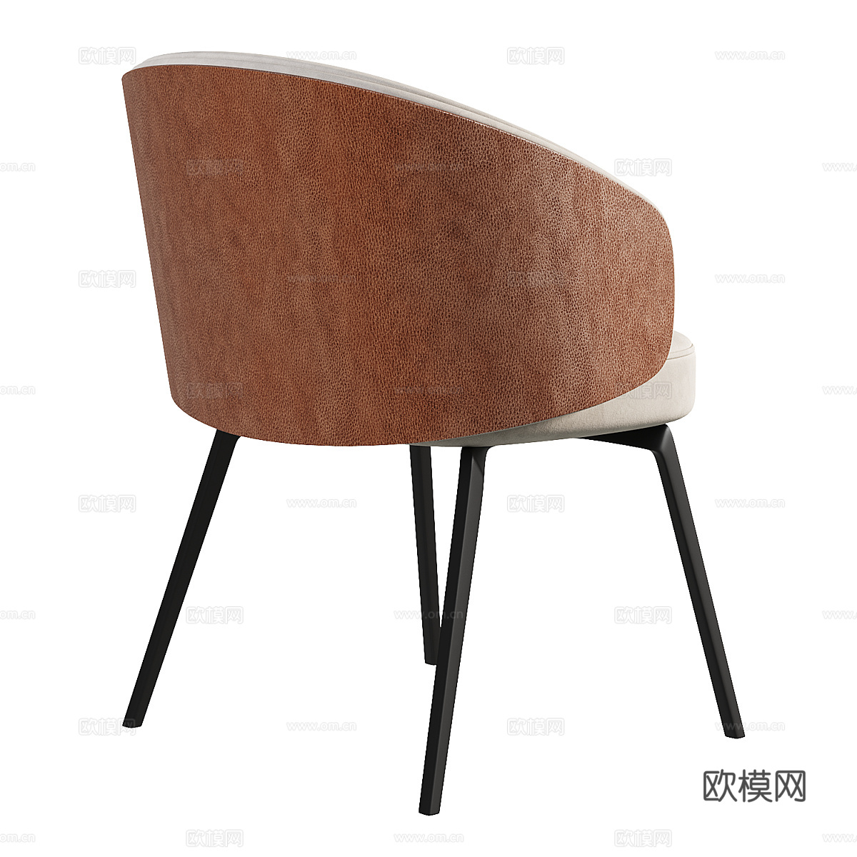现代意式布艺皮革单椅3d模型