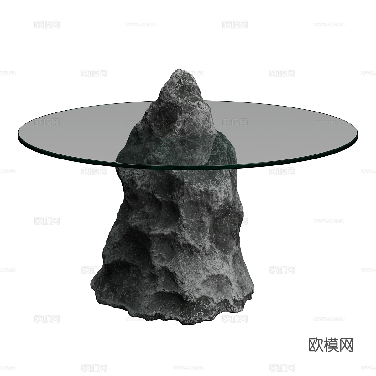 现代意式石头茶几 玻璃茶几3d模型