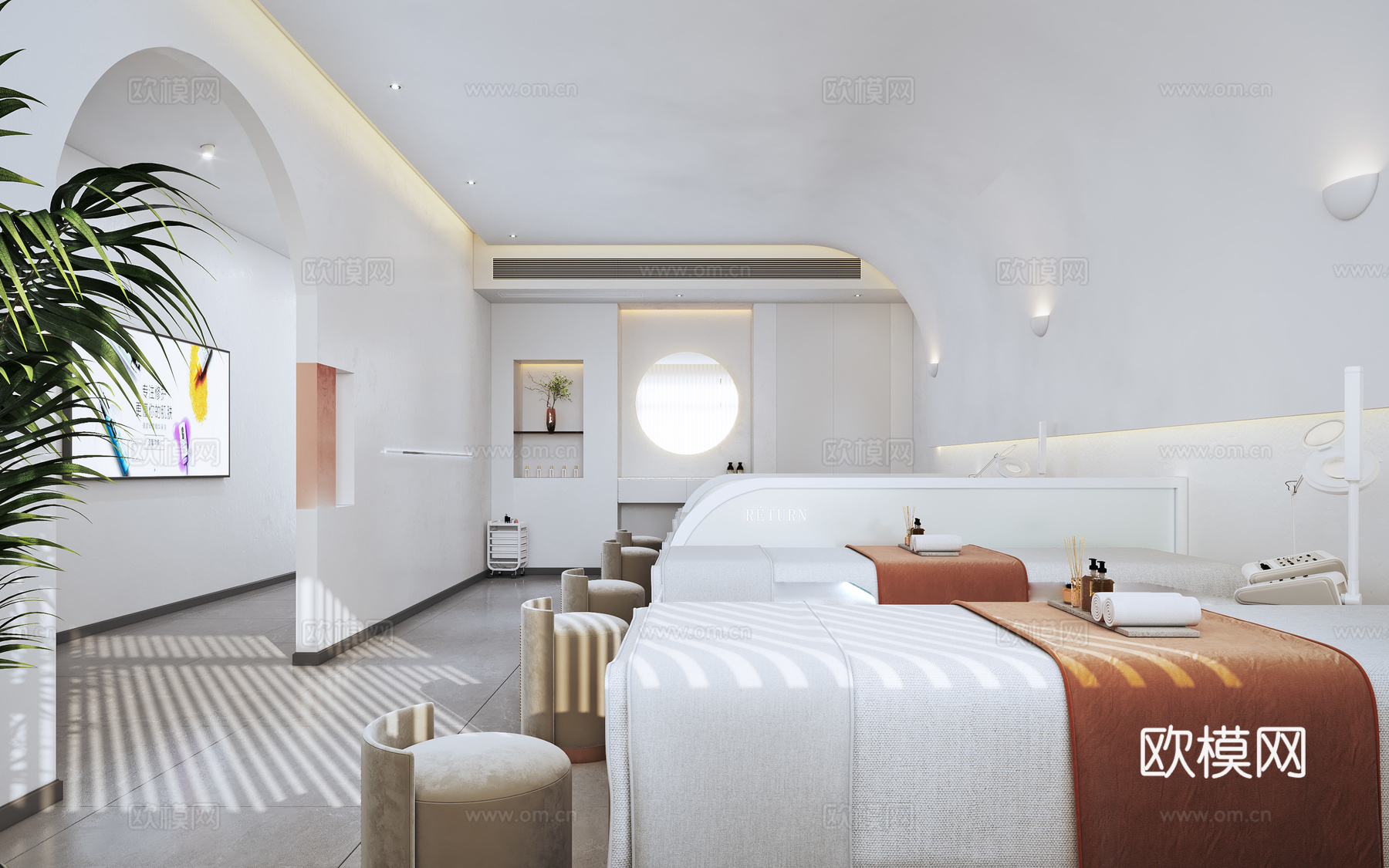 现代美容院SPA店 皮肤管理中心 SPA护理 美容包间 按摩su模型