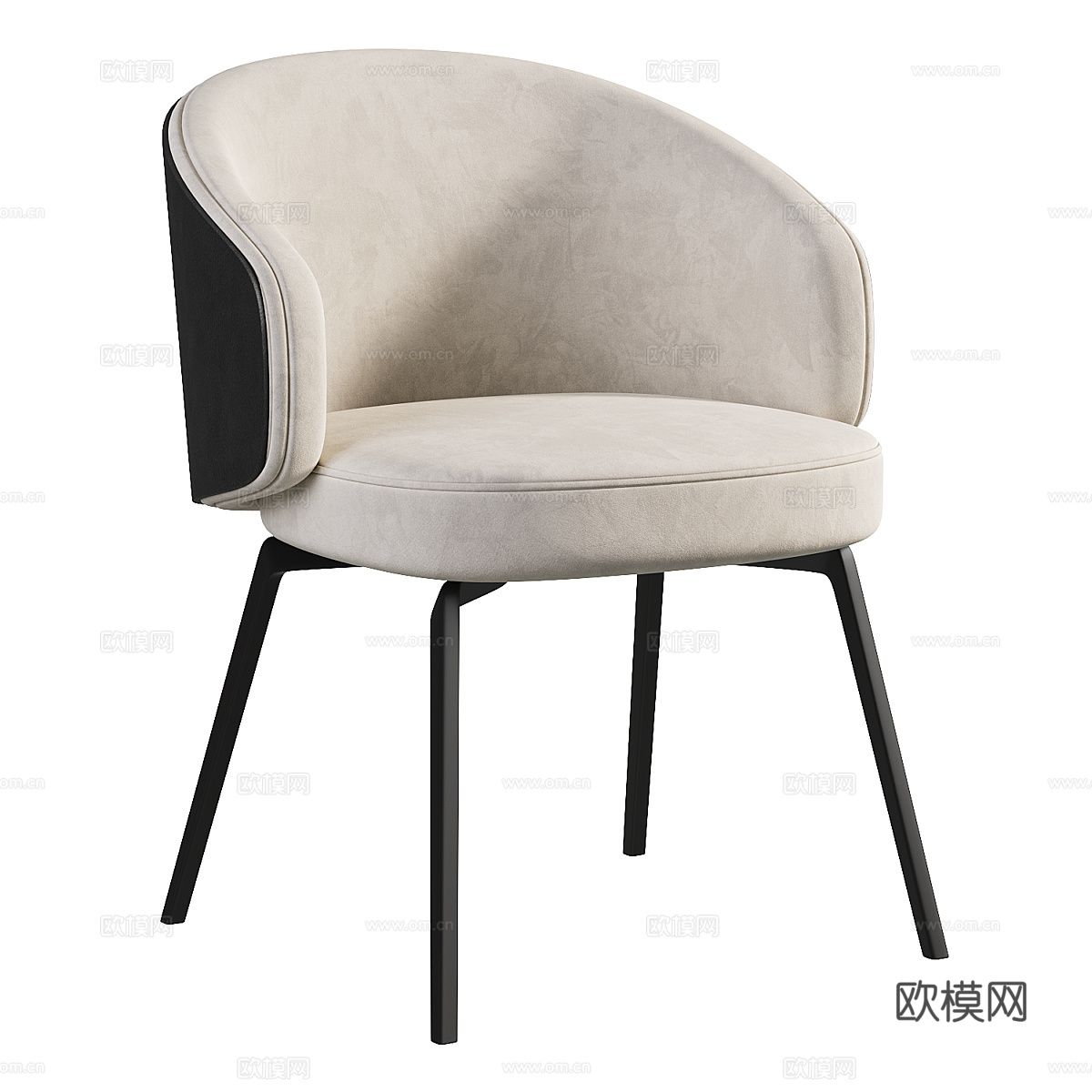 现代意式布艺皮革单椅3d模型