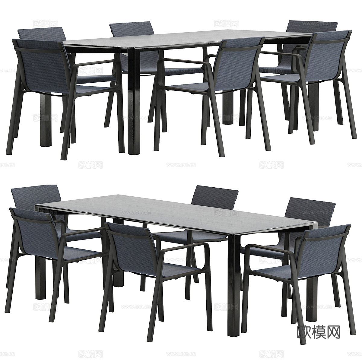 现代意式餐桌椅组合3d模型