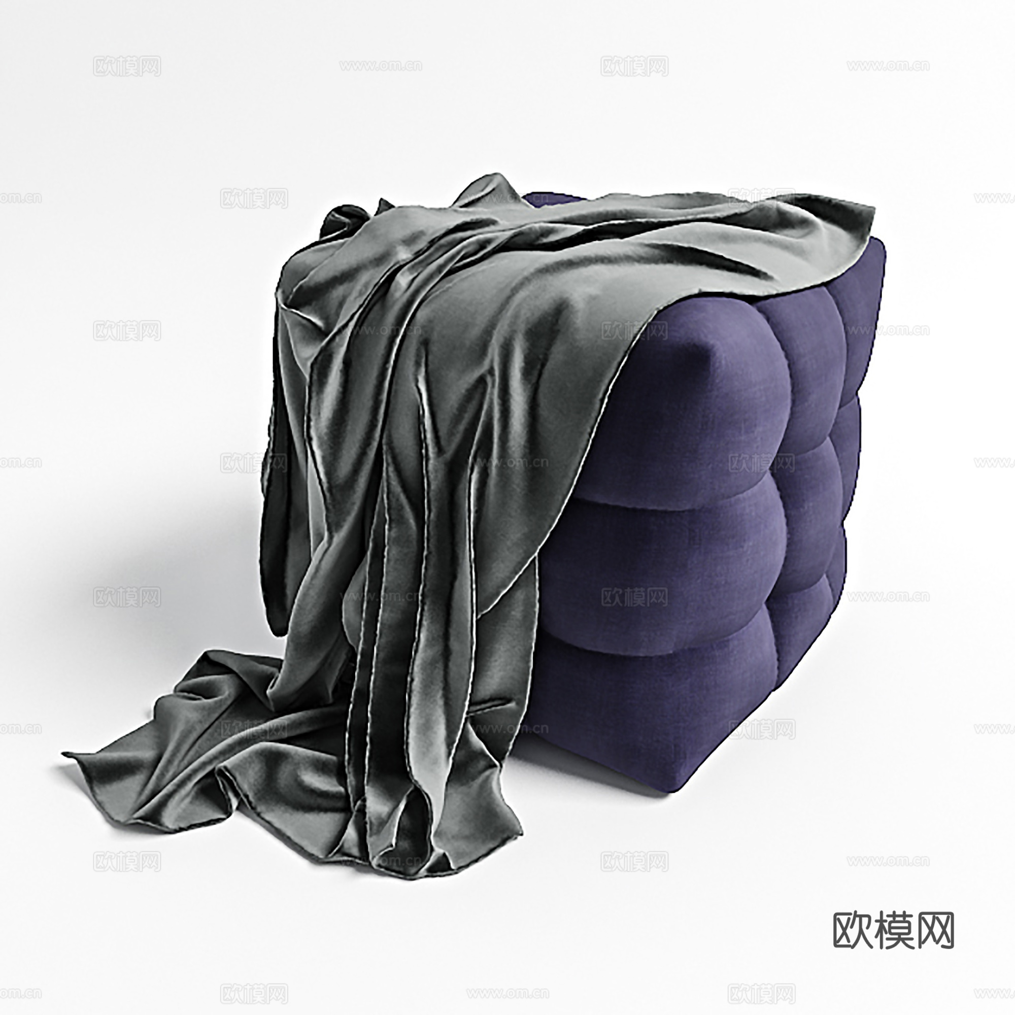 现代沙发凳 床尾凳 布艺方凳su模型