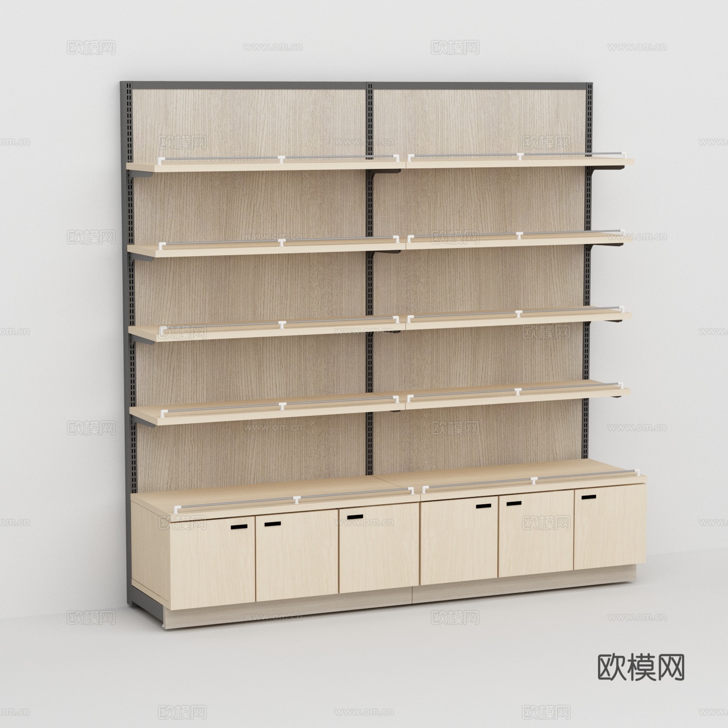 超市便利店钢木开门柜货架3d模型