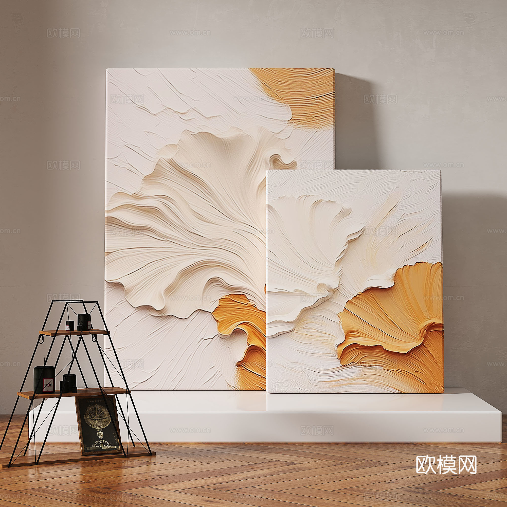 现代，轻奢，侘寂，肌理，简约，抽象，装饰画3d模型