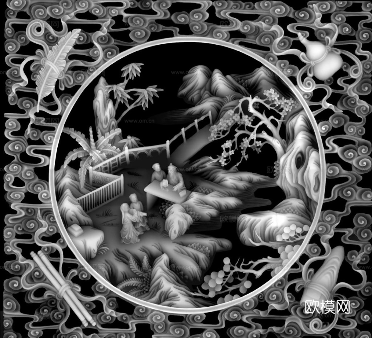 黑白凹凸  装饰花纹 浮雕下载