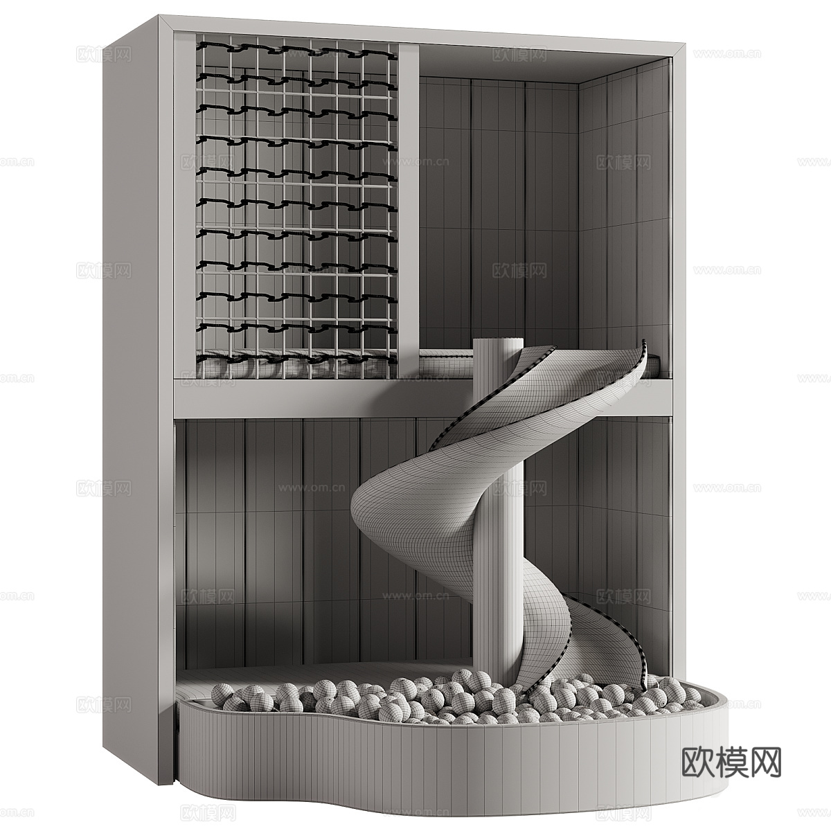 现代儿童游乐区 滑梯 爬梯3d模型
