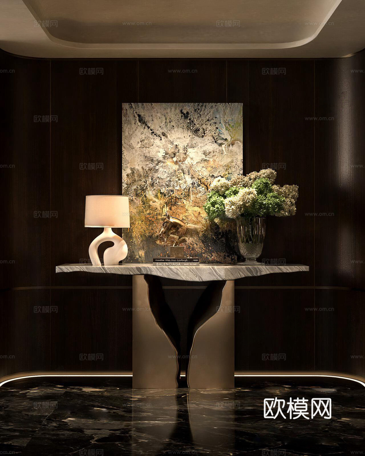 现代轻奢玄关 别墅玄关 玄关摆件 过道玄关 端景 门厅3d模型