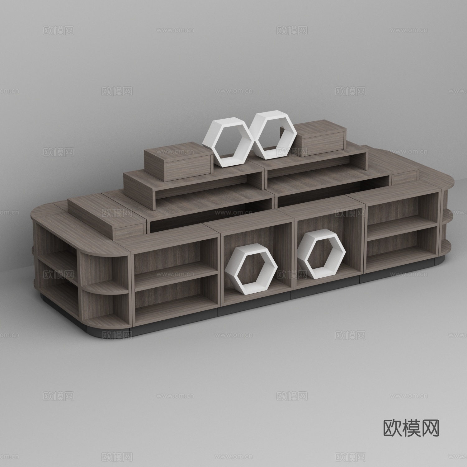 超市木质展示流水促销台3d模型