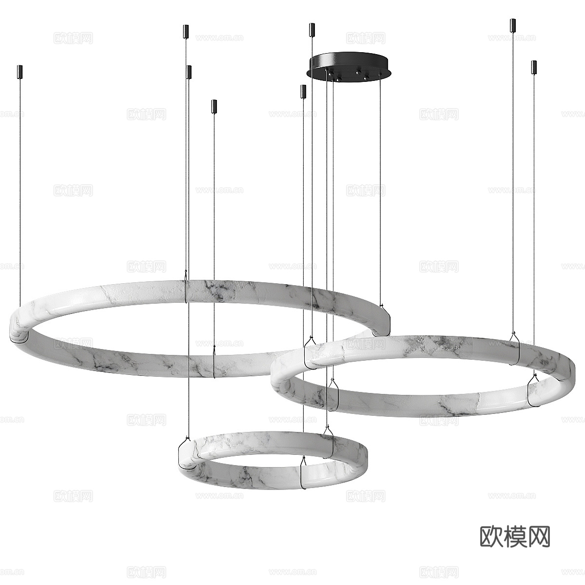 现代轻奢透光石圆形吊灯3d模型