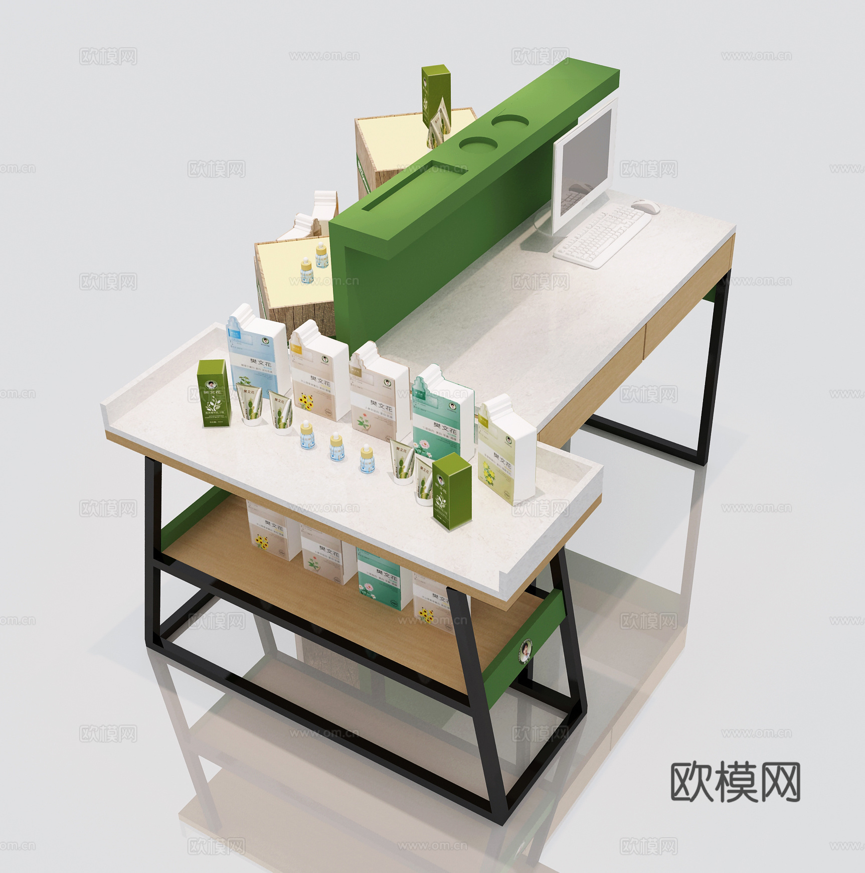 现代化妆品专柜 护肤品 展柜 展示架 展台 展架3d模型