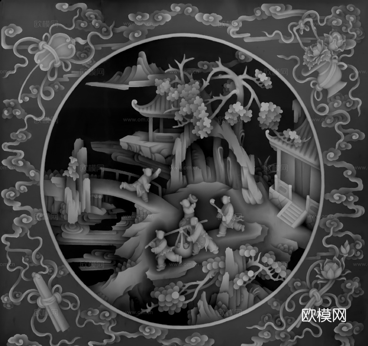 黑白凹凸  装饰花纹 浮雕