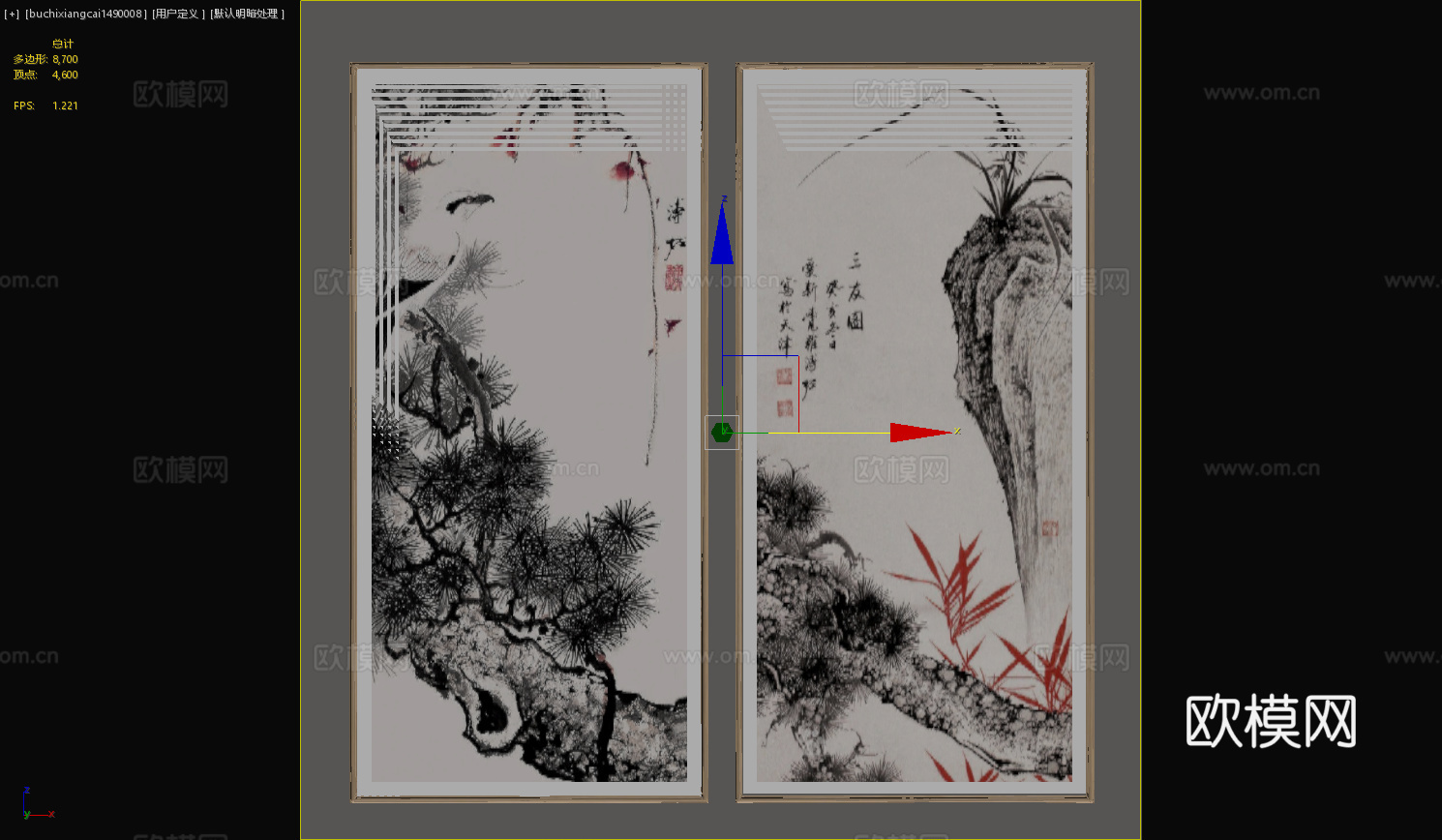 新中式装饰品挂画山水画中式摆件画3d模型