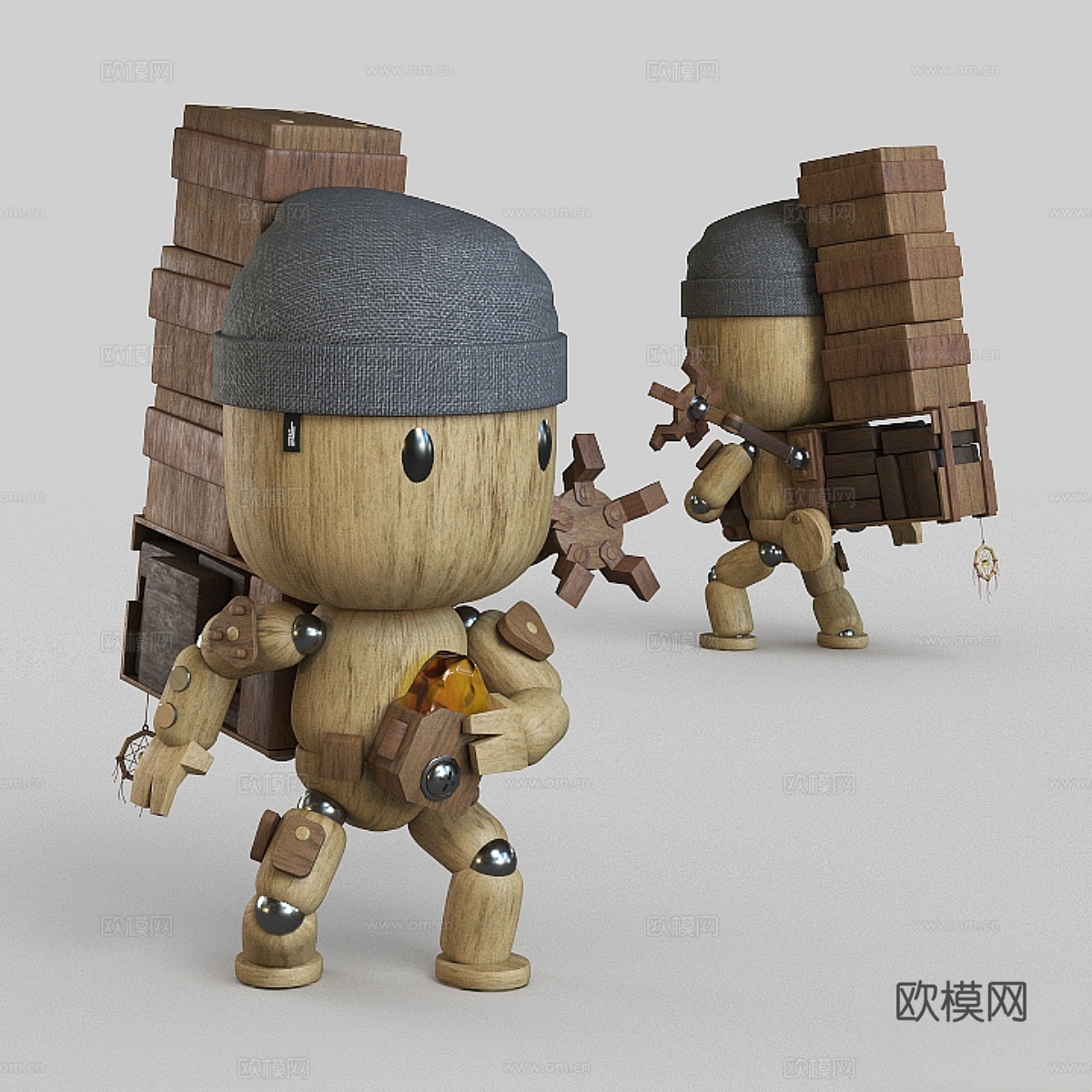 木质雕塑 - 动作人偶3d模型