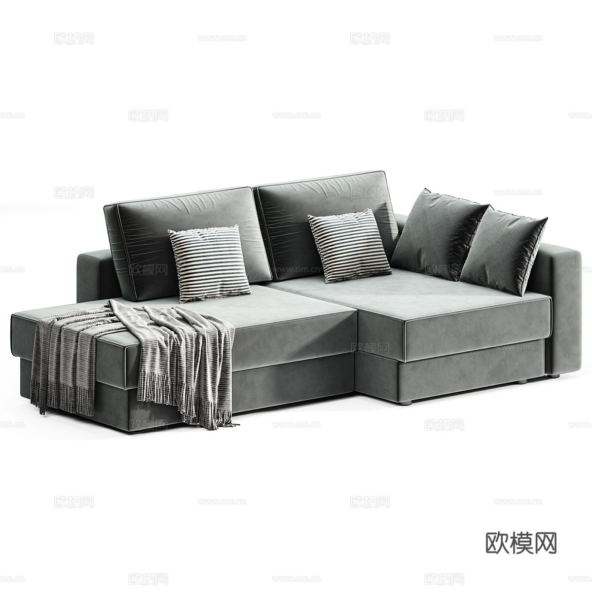 现代意式布艺组合沙发3d模型