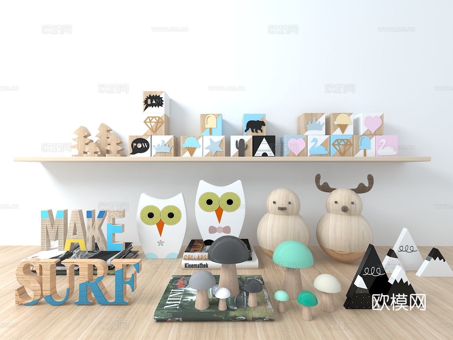 北欧实木摆件 陈设品3d模型