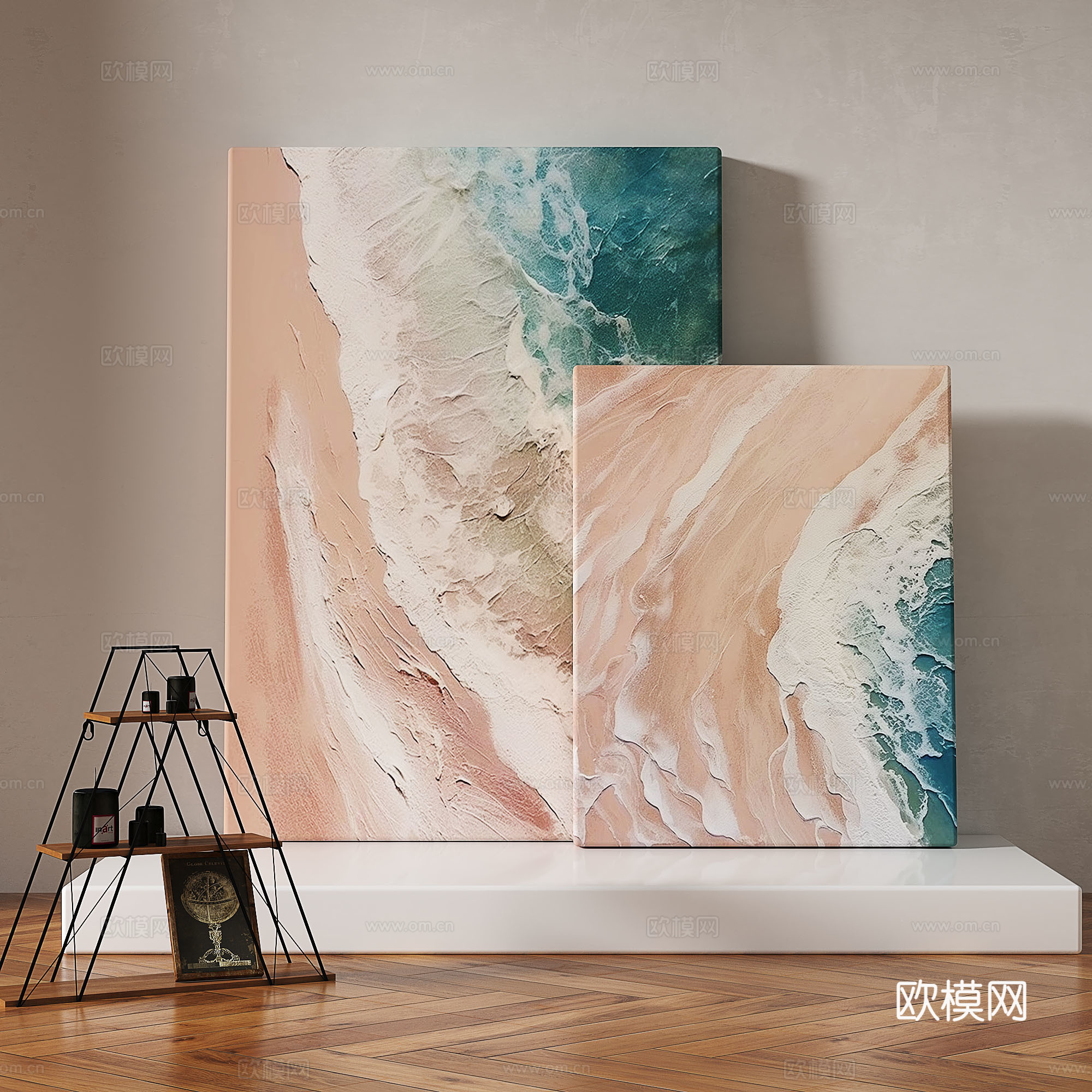 现代，轻奢，侘寂，肌理，简约，抽象，装饰画3d模型
