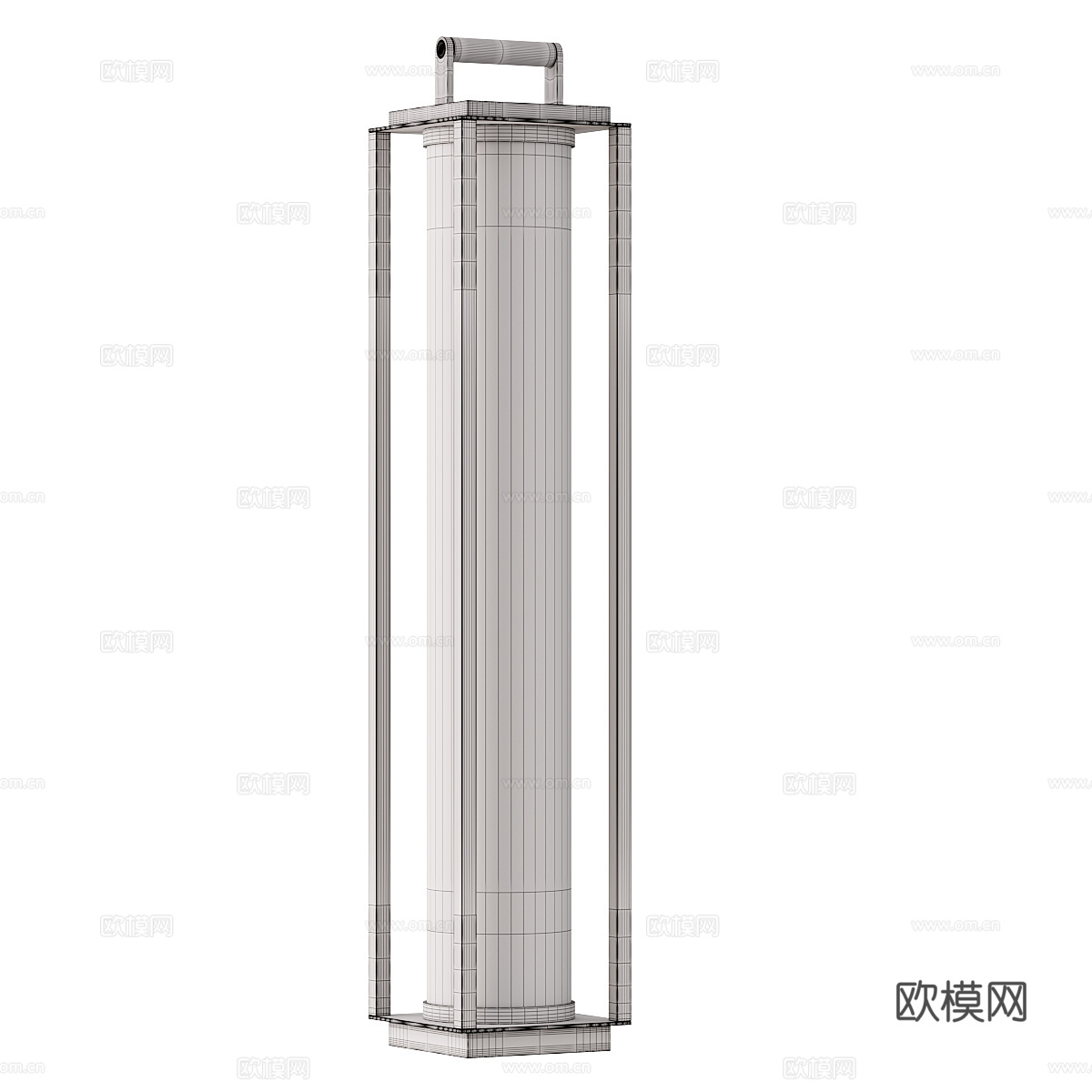 现代轻奢柱形金属玻璃装饰壁灯3d模型