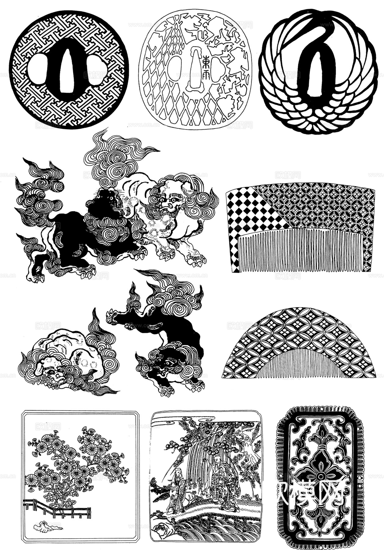 黑白凹凸  装饰花纹  古典花纹