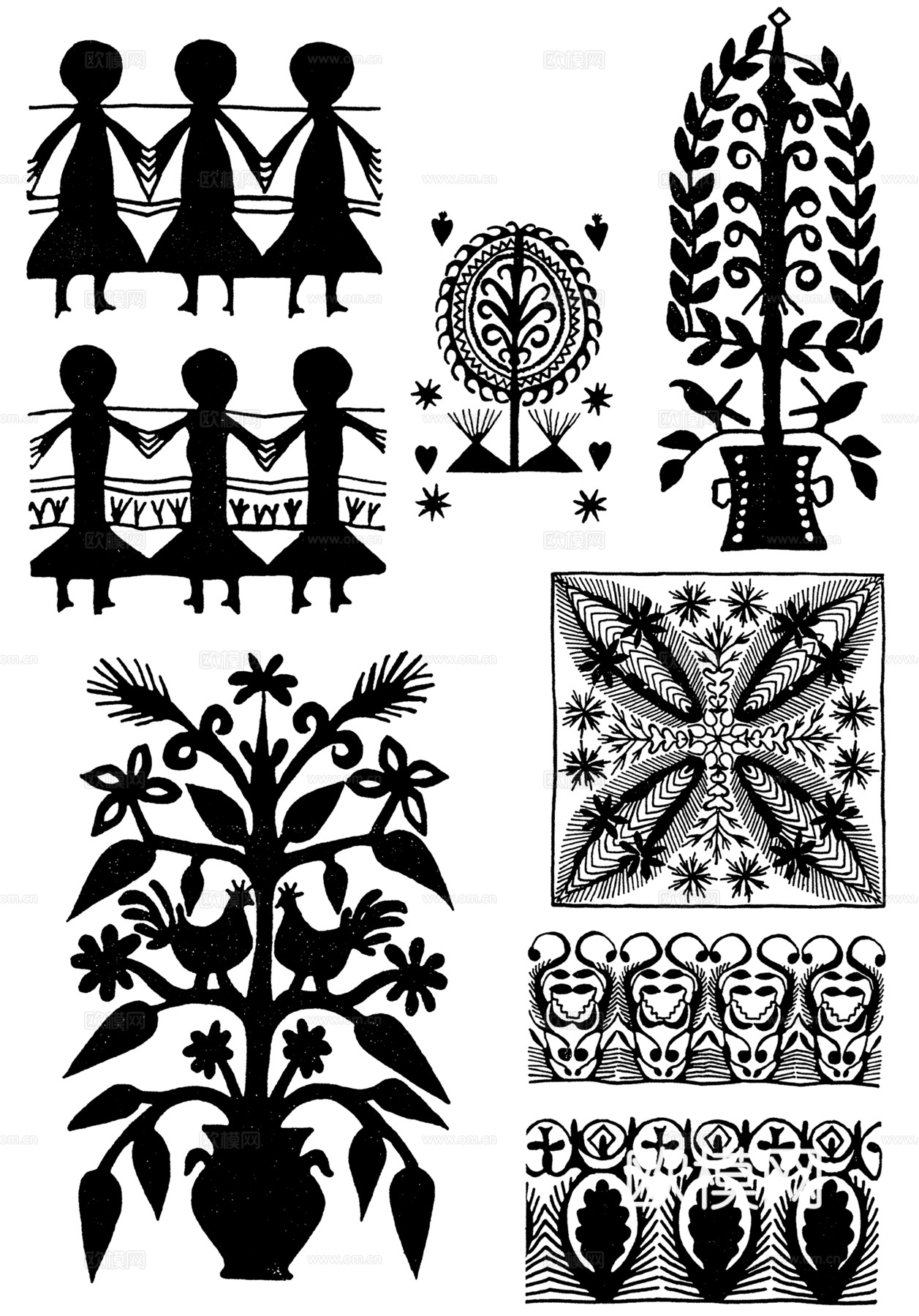 黑白凹凸  装饰花纹  古典花纹