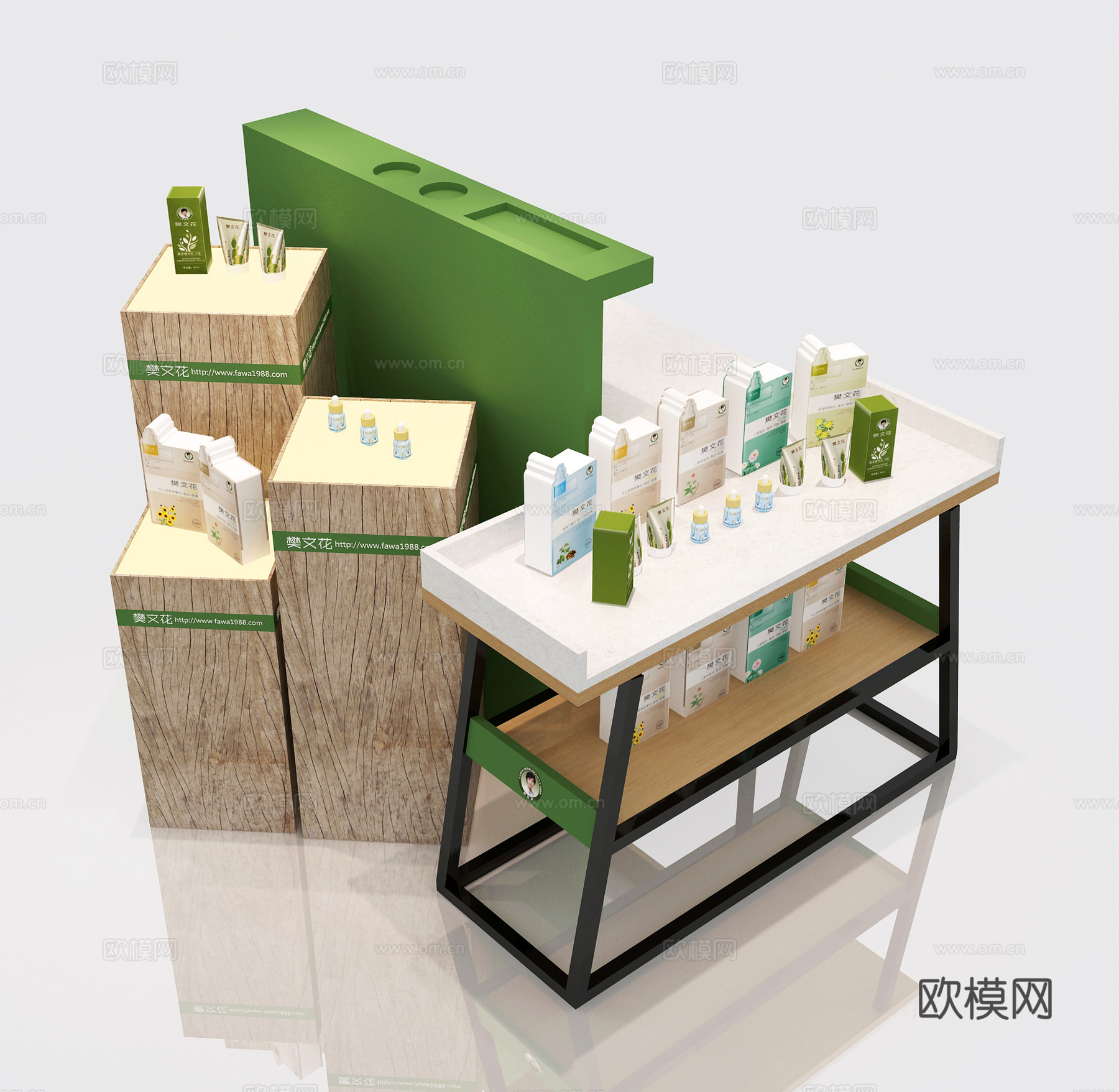 现代化妆品专柜 护肤品 展柜 展示架 展台 展架3d模型