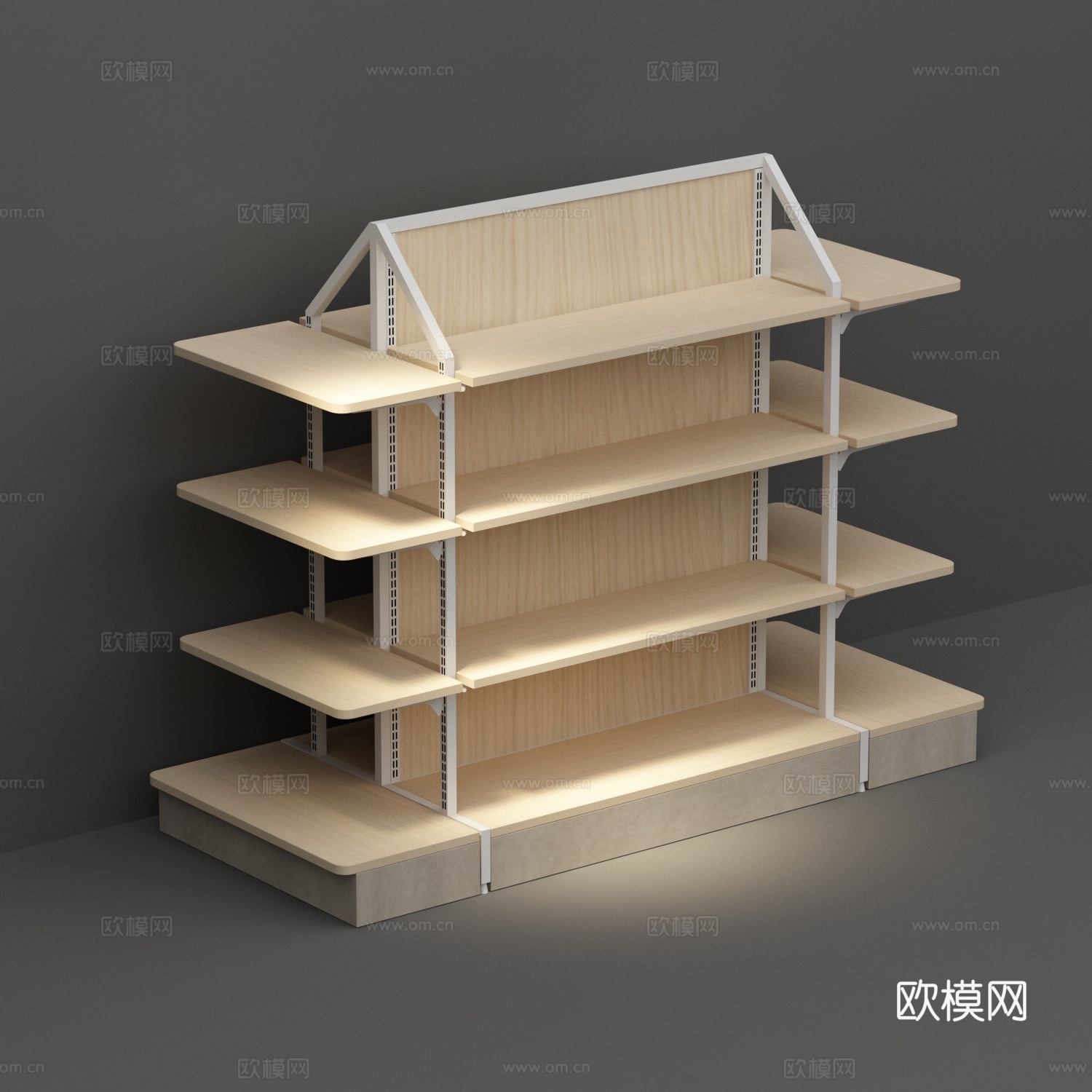 母婴店尖顶钢木货架3d模型