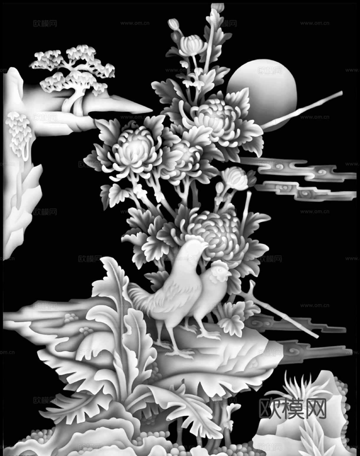 黑白凹凸  装饰花纹 浮雕下载