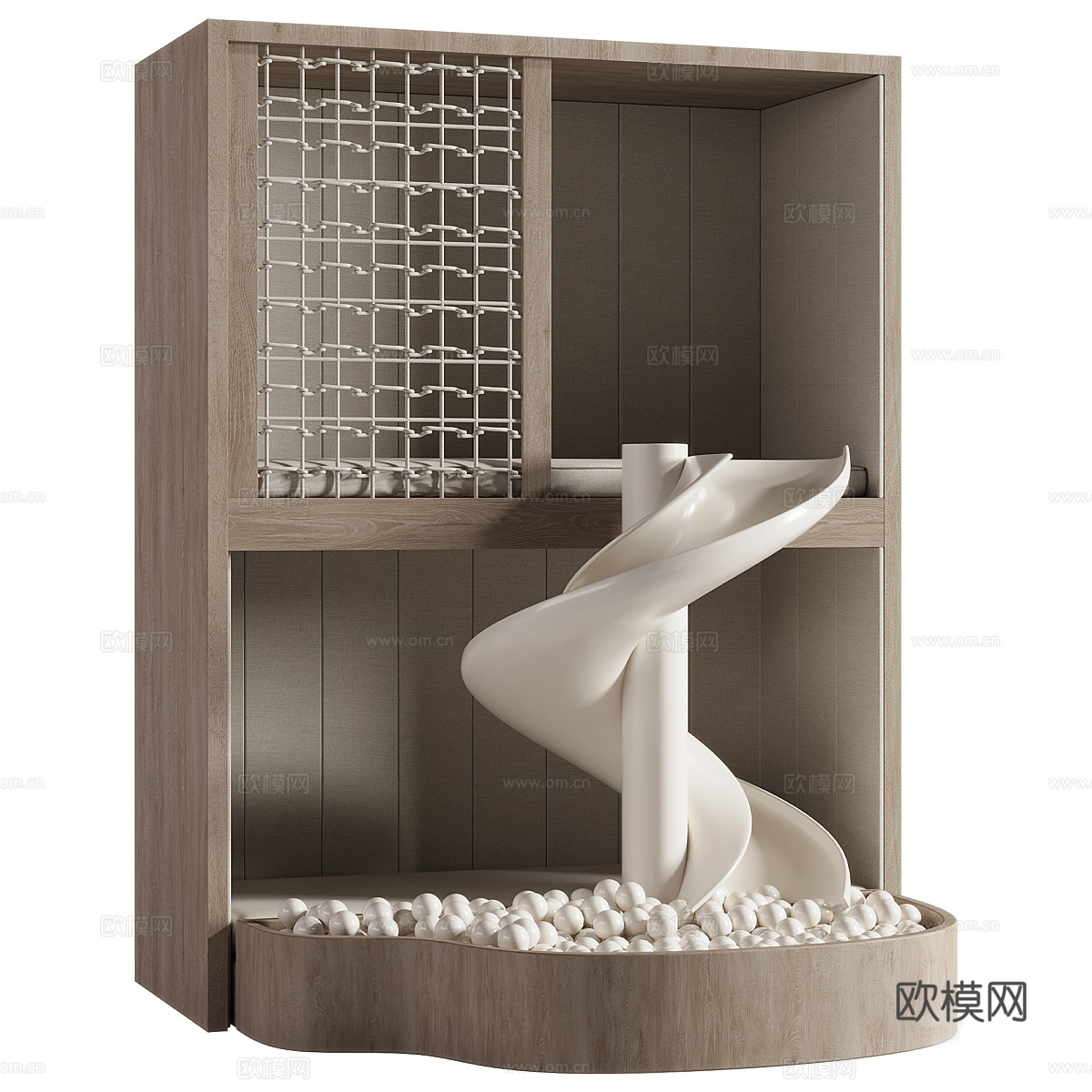现代儿童游乐区 滑梯 爬梯3d模型
