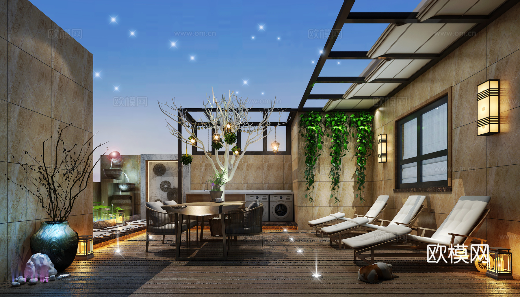现代露台 花园 阳台3d模型