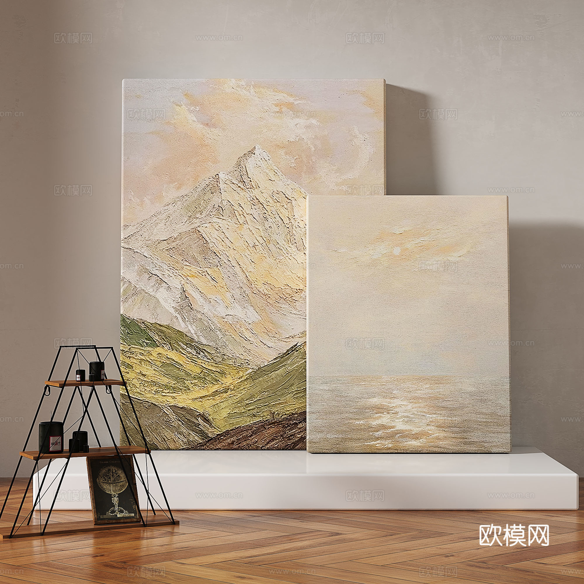 现代，轻奢，侘寂，肌理，简约，抽象，装饰画3d模型
