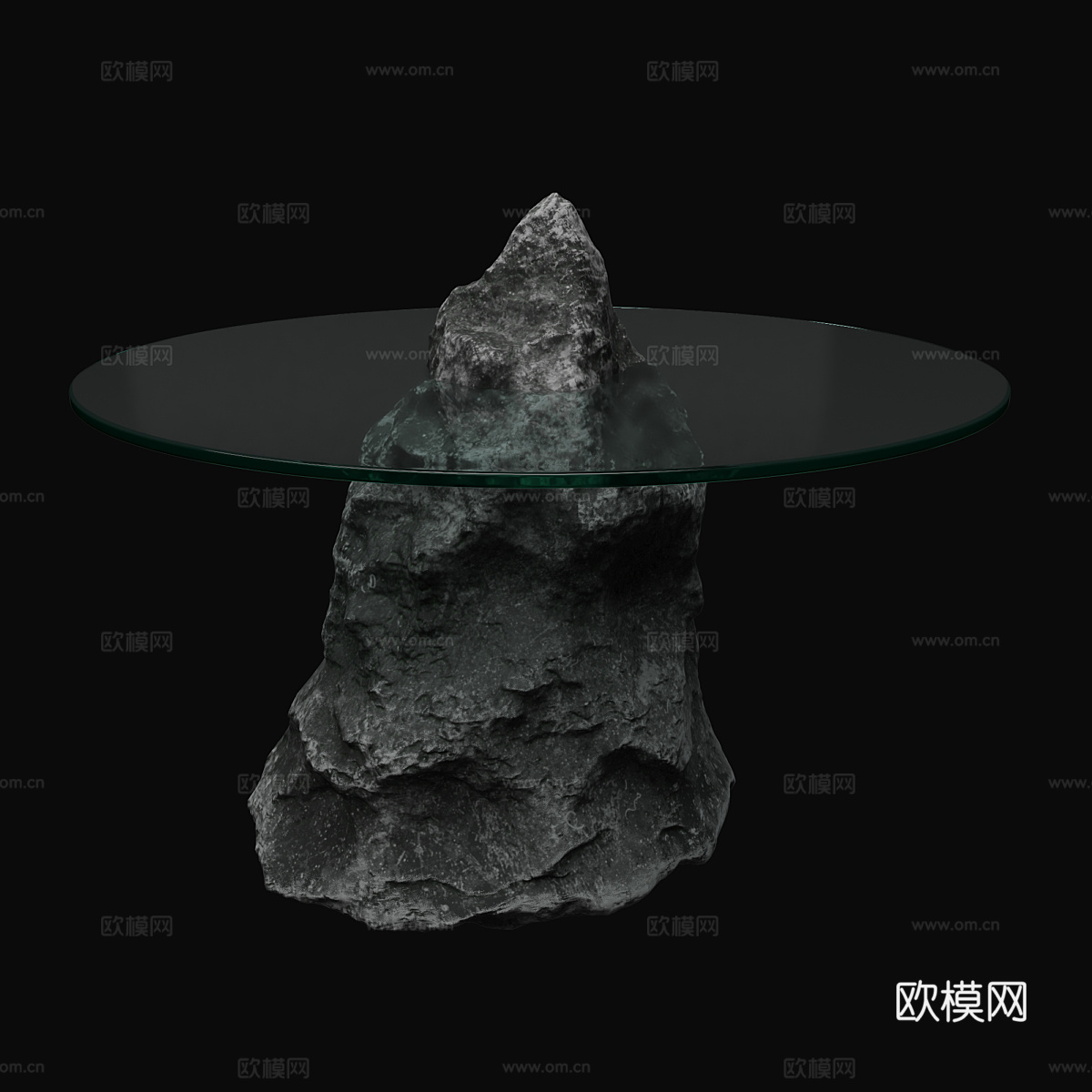 现代意式石头茶几 玻璃茶几3d模型