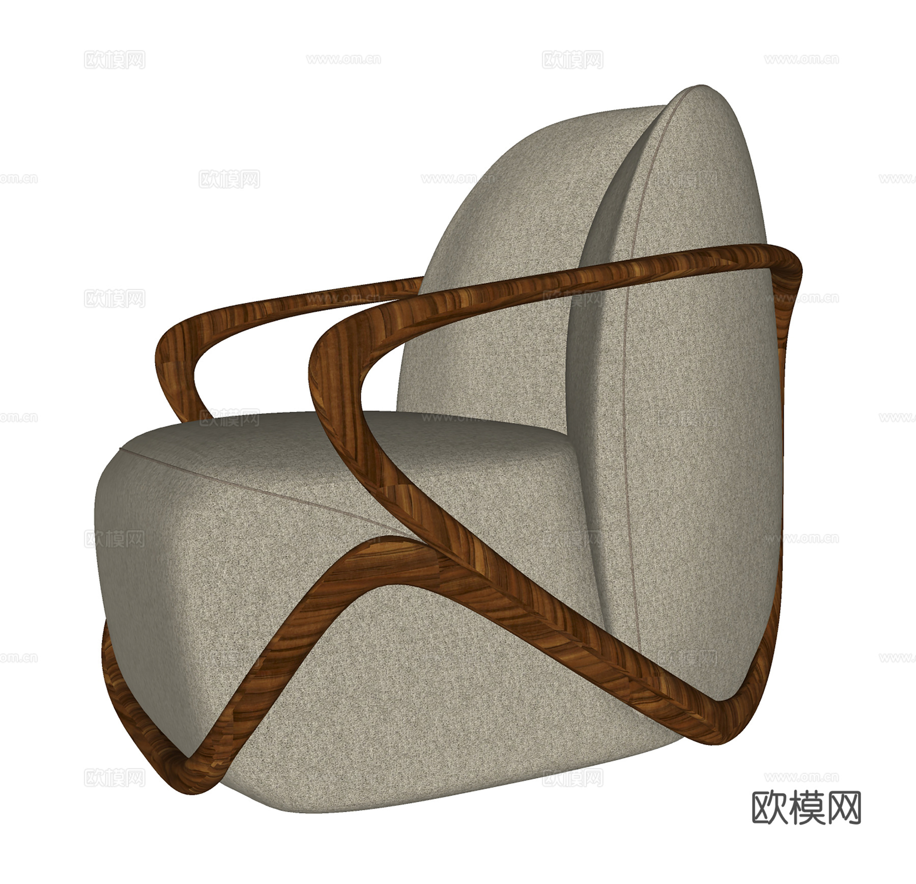 中古风休闲椅 布椅单椅  书椅su模型