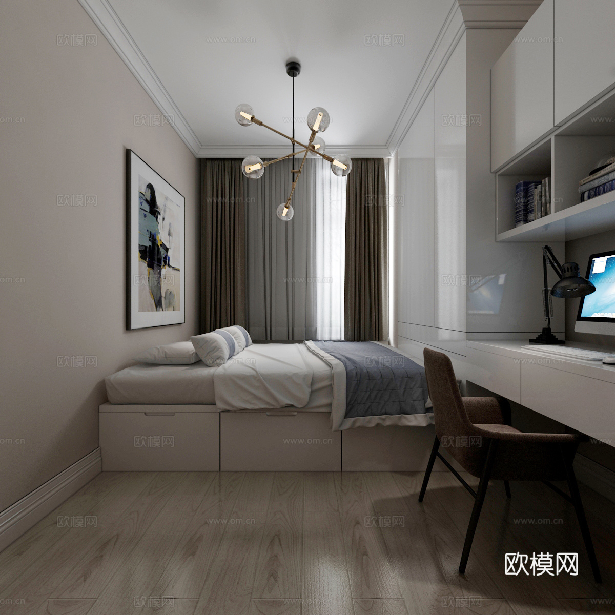 北欧榻榻米书柜吊灯3d模型