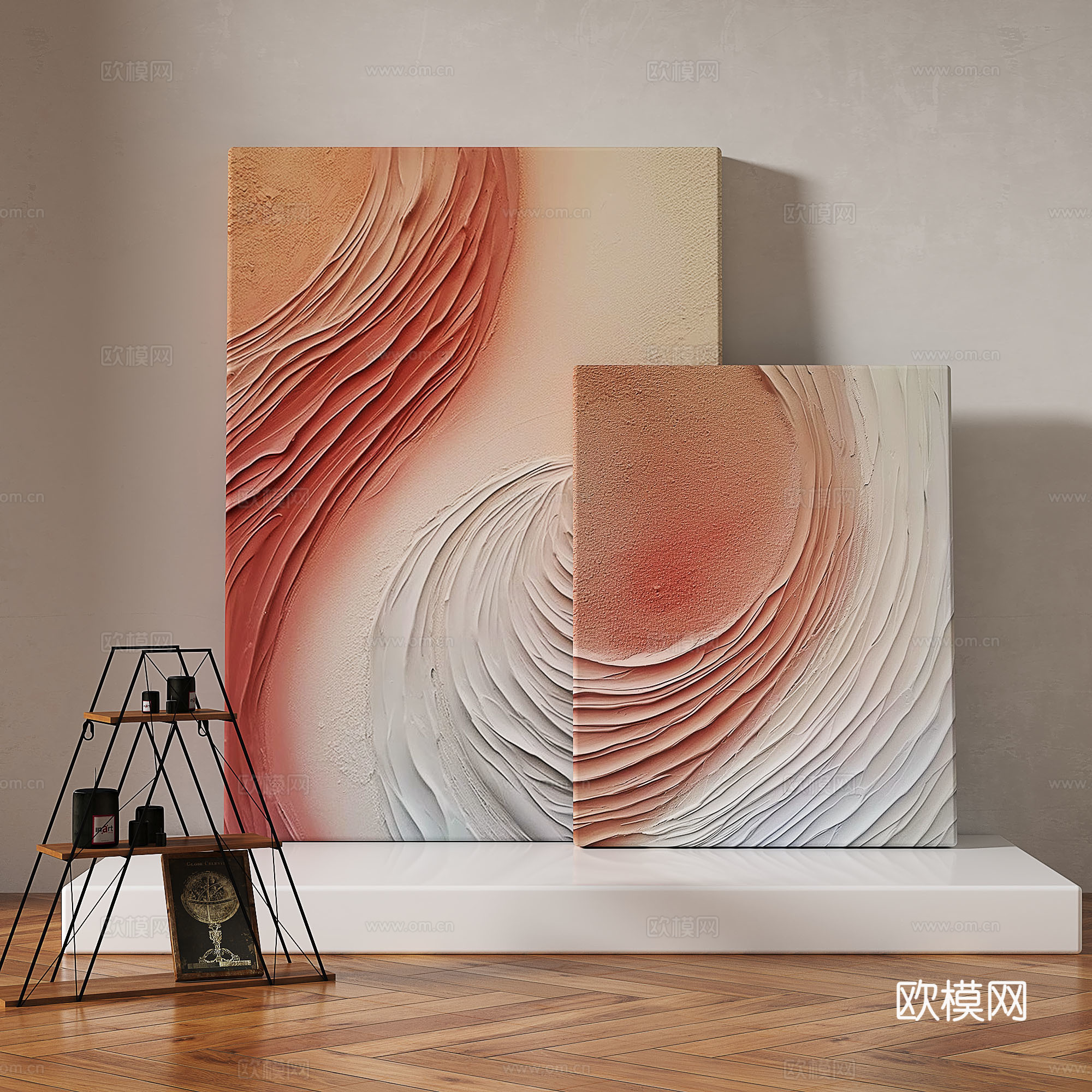 现代，轻奢，侘寂，肌理，简约，抽象，装饰画3d模型