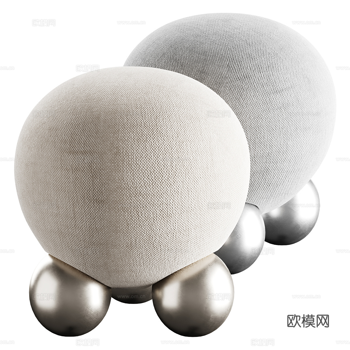 现代意式轻奢布艺圆凳3d模型