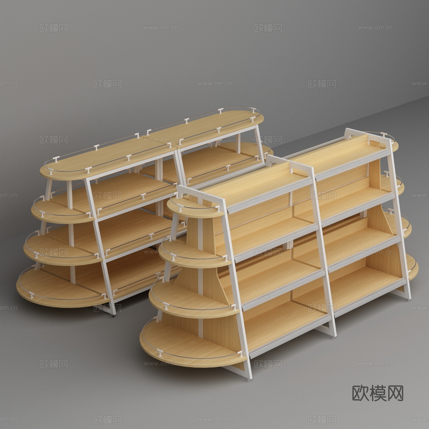 梯形超市便利店货架3d模型