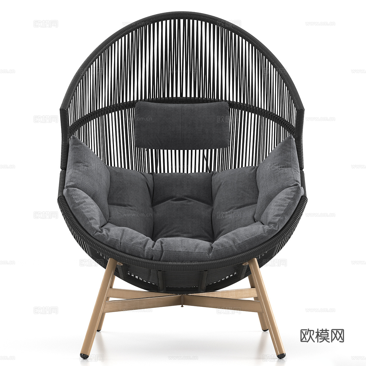 新中式户外藤编休闲椅3d模型