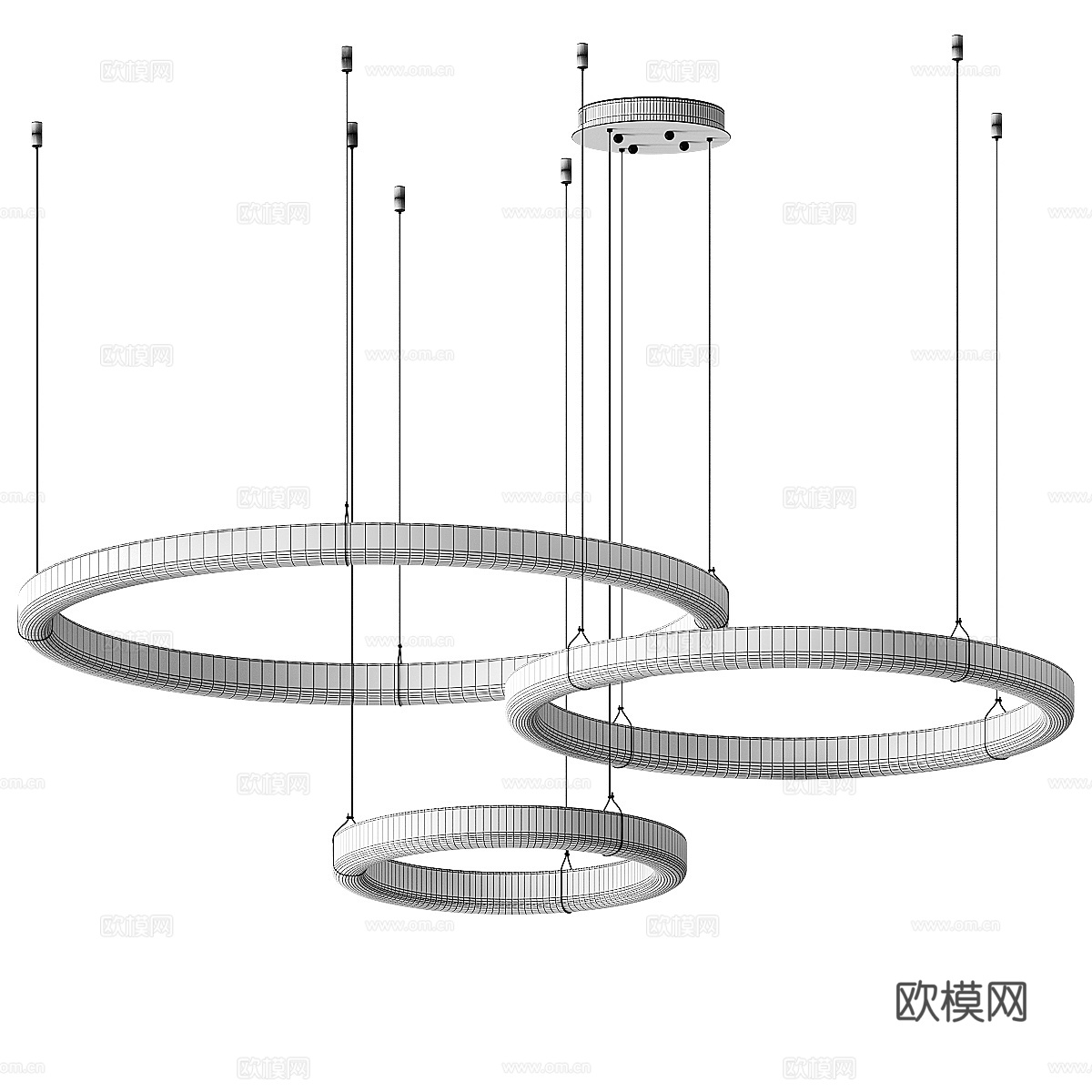 现代轻奢透光石圆形吊灯3d模型