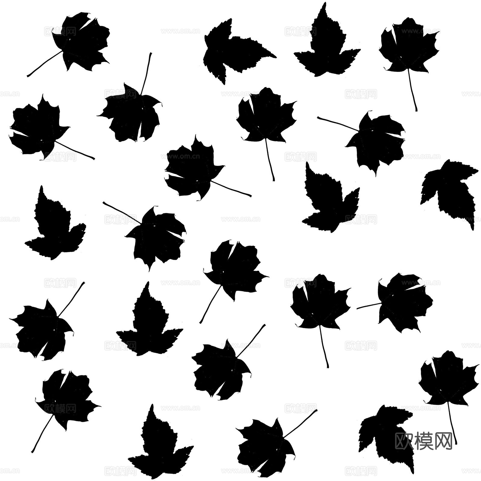 植物树叶黑白凹凸